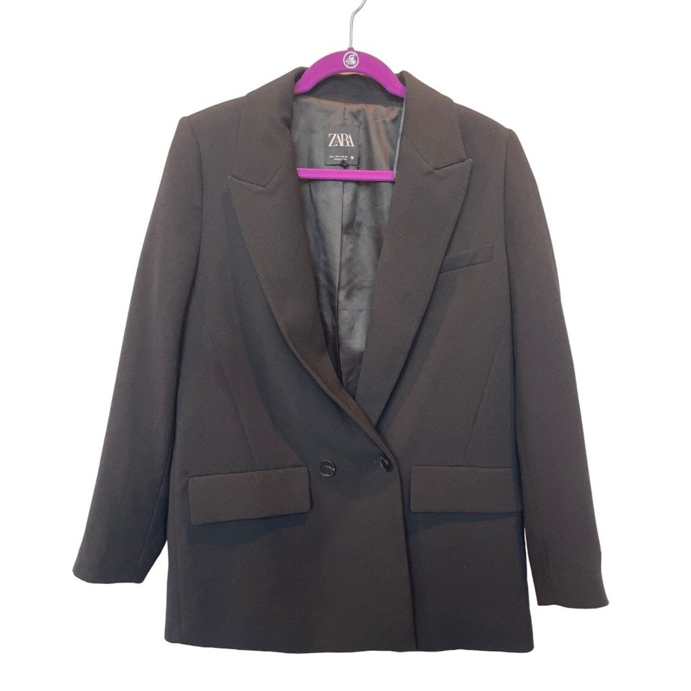 Zara Black Double-Breasted Blazer
